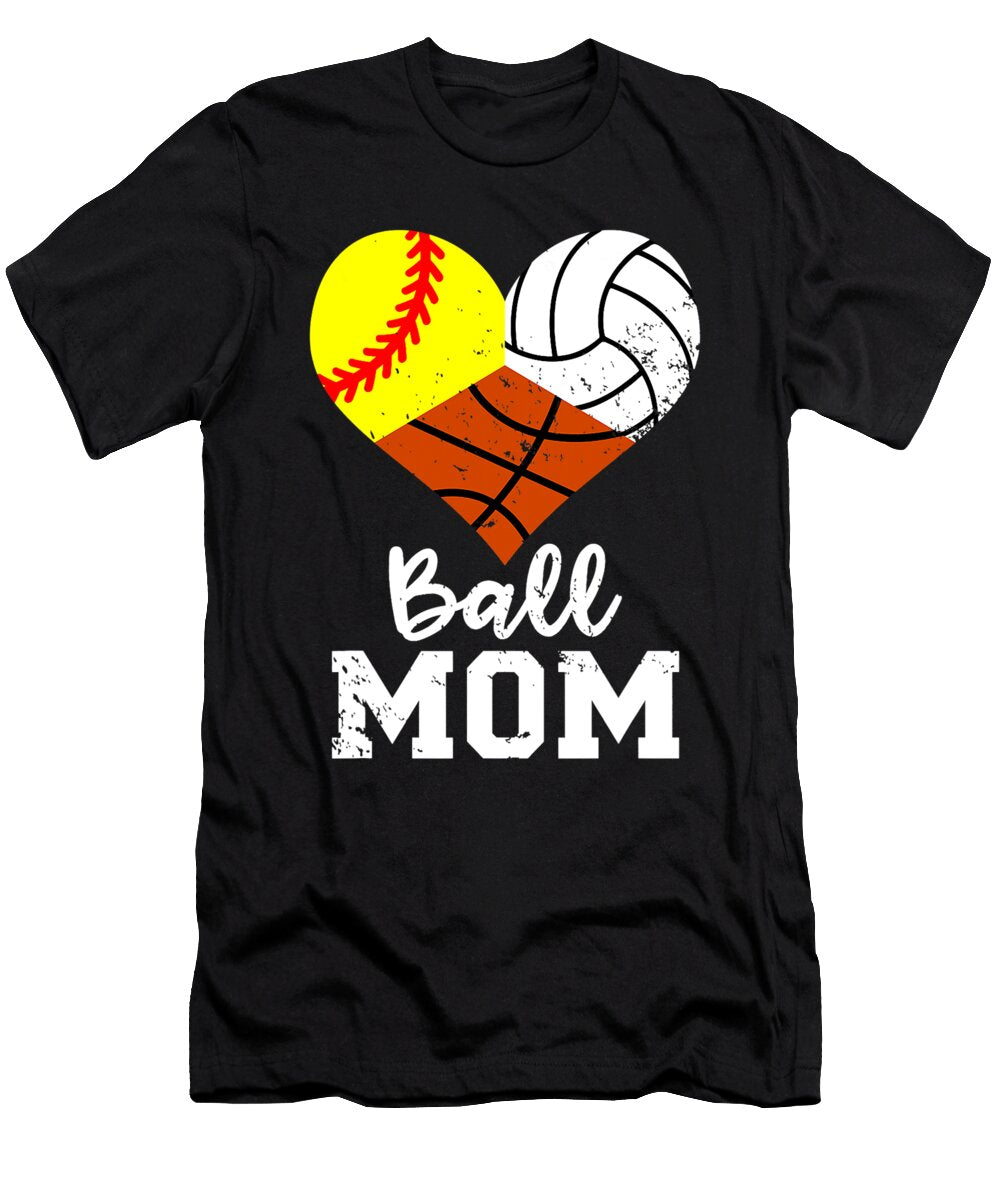 1 Ball Mom Funny Softball Volleyball Basketball Mom Dhbubble T-Shirt