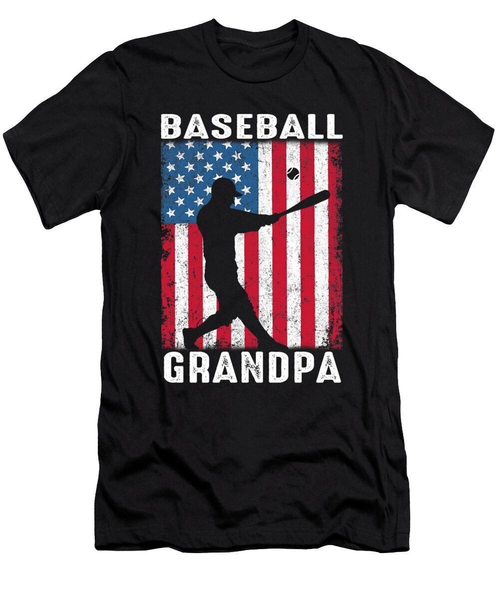 1 Baseball Grandpa USA Flag Catcher Fathers Day Dhbubble T-Shirt