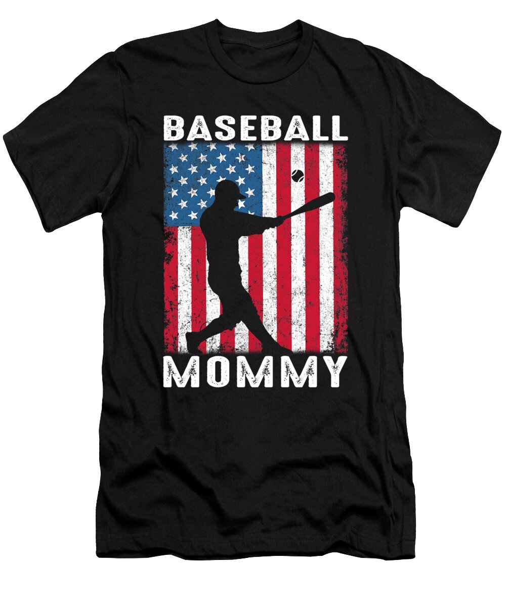 1 Baseball Mommy USA Flag Catcher Fathers Day Dhbubble T-Shirt