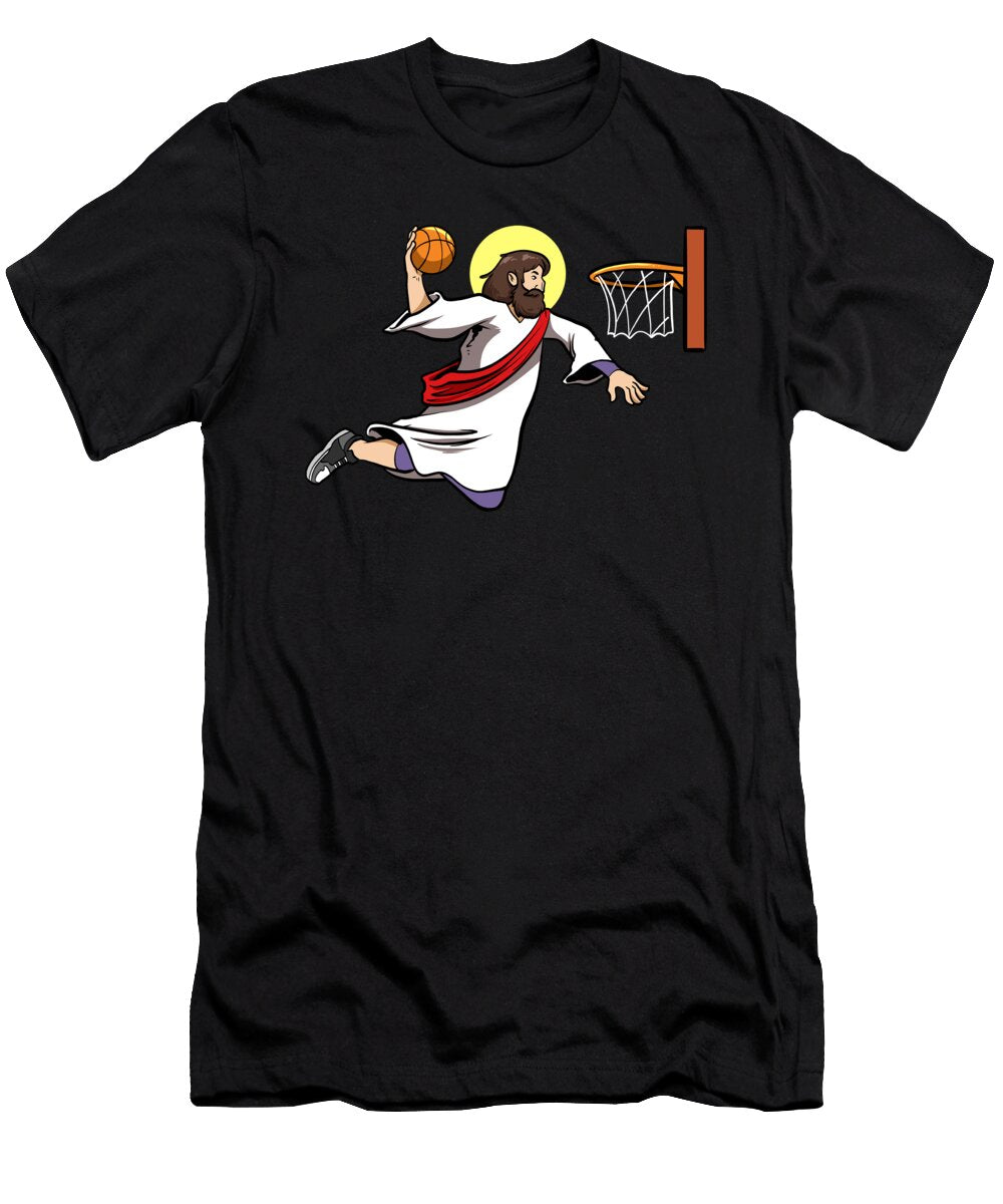 1 Basketball Player Dunking Baskeball Jesus Colorfulsnow T-Shirt