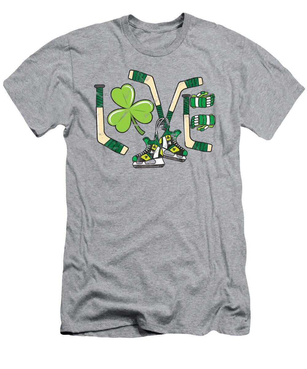 1 Ice Hockey Love St Patricks Day Cute Gift Goalie Clover Boys Julie Hurst T-Shirt