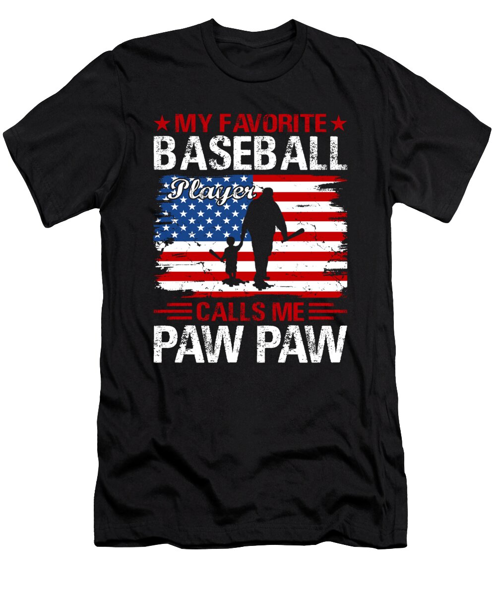 1 My Favorite Baseball Catcher Calls Me Paw Paw Baseball USA Flag Dhbubble T-Shirt