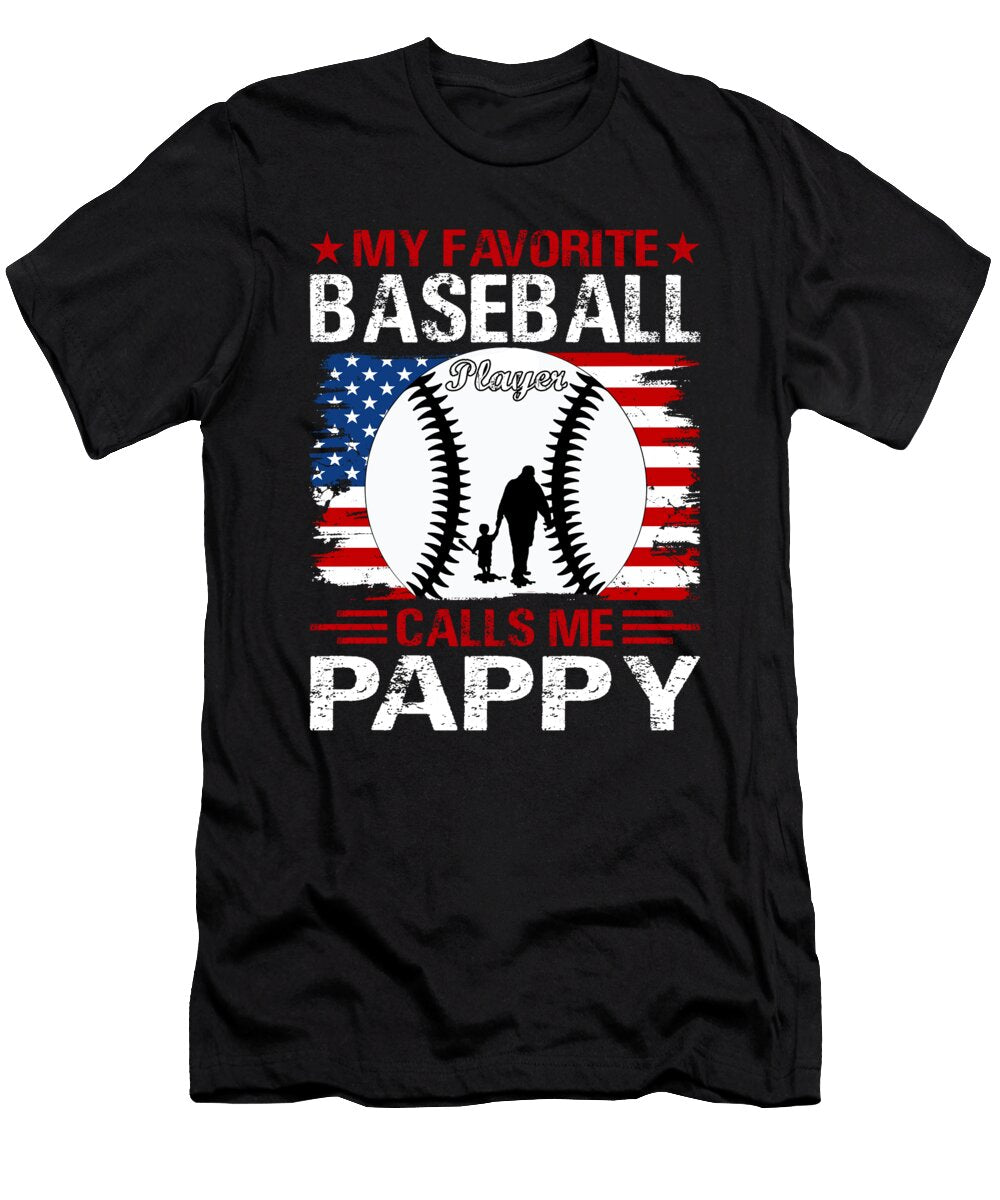 1 My Favorite Baseball Player Calls Me Pappy Baseball USA Flag Dhbubble T-Shirt