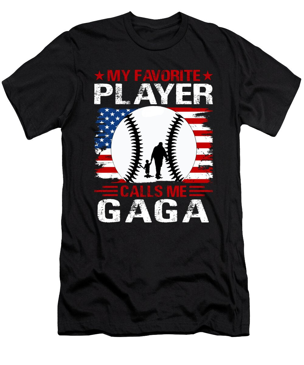 1 My Favorite Player Calls Me Gaga Baseball USA Flag Dhbubble T-Shirt