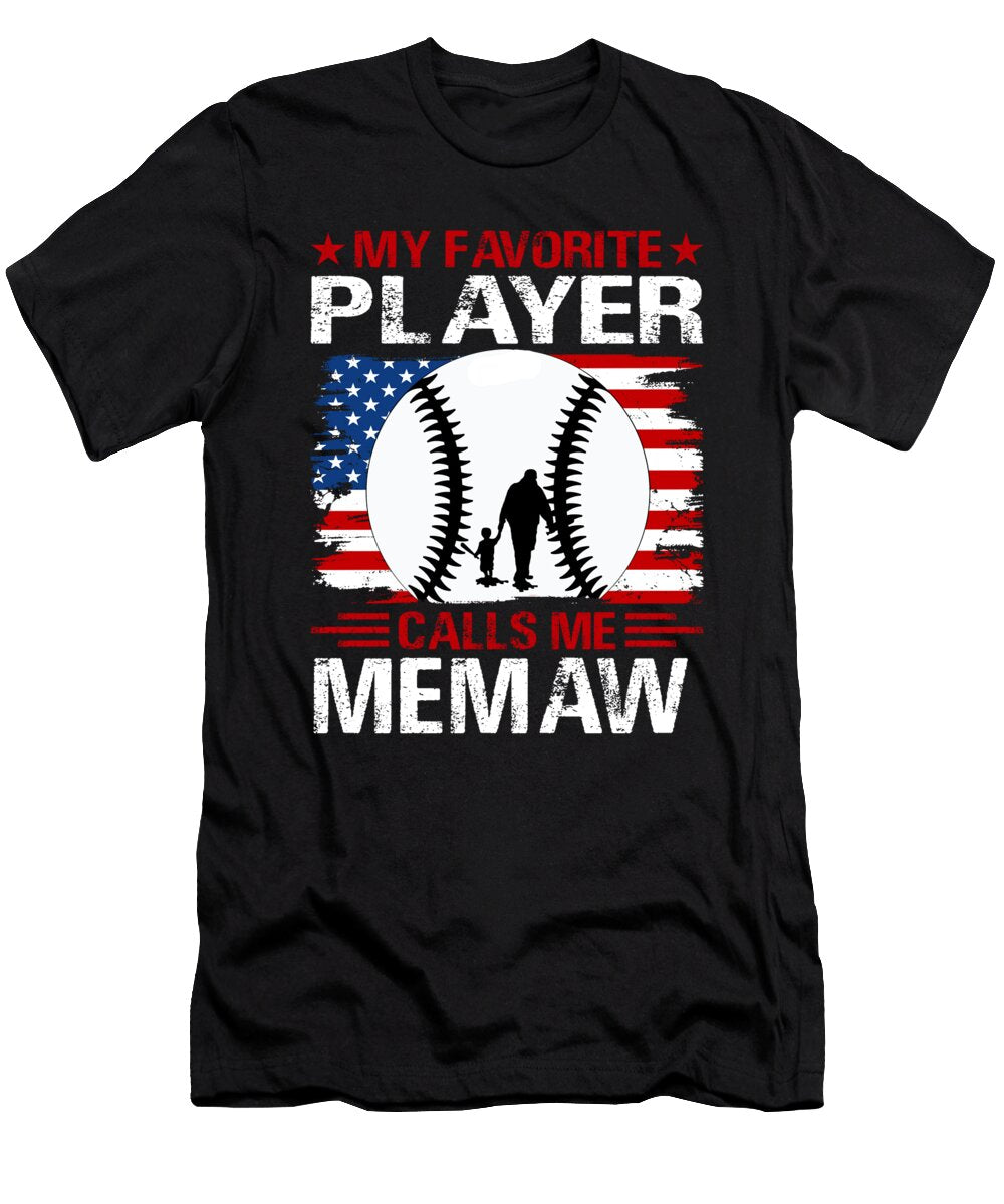 1 My Favorite Player Calls Me Memaw Baseball USA Flag Dhbubble T-Shirt