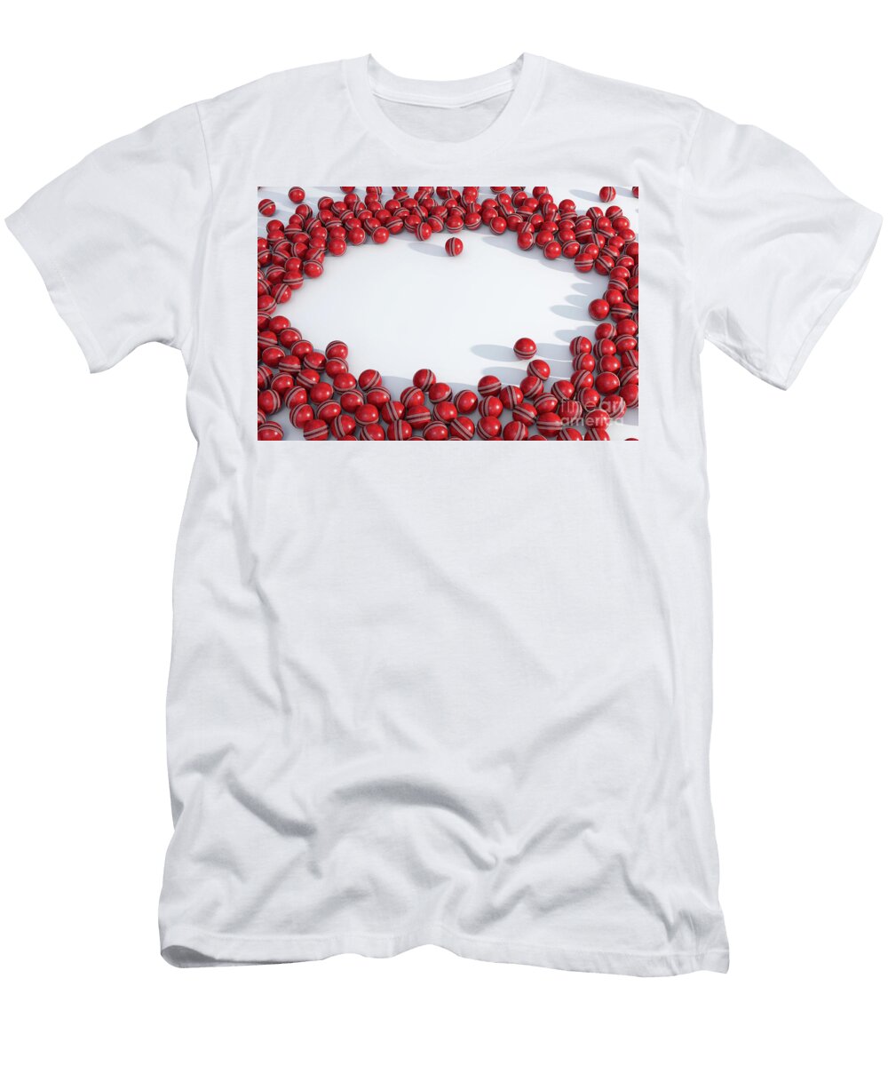 1 Red Cricket Sports Ball Array Allan Swart T-Shirt