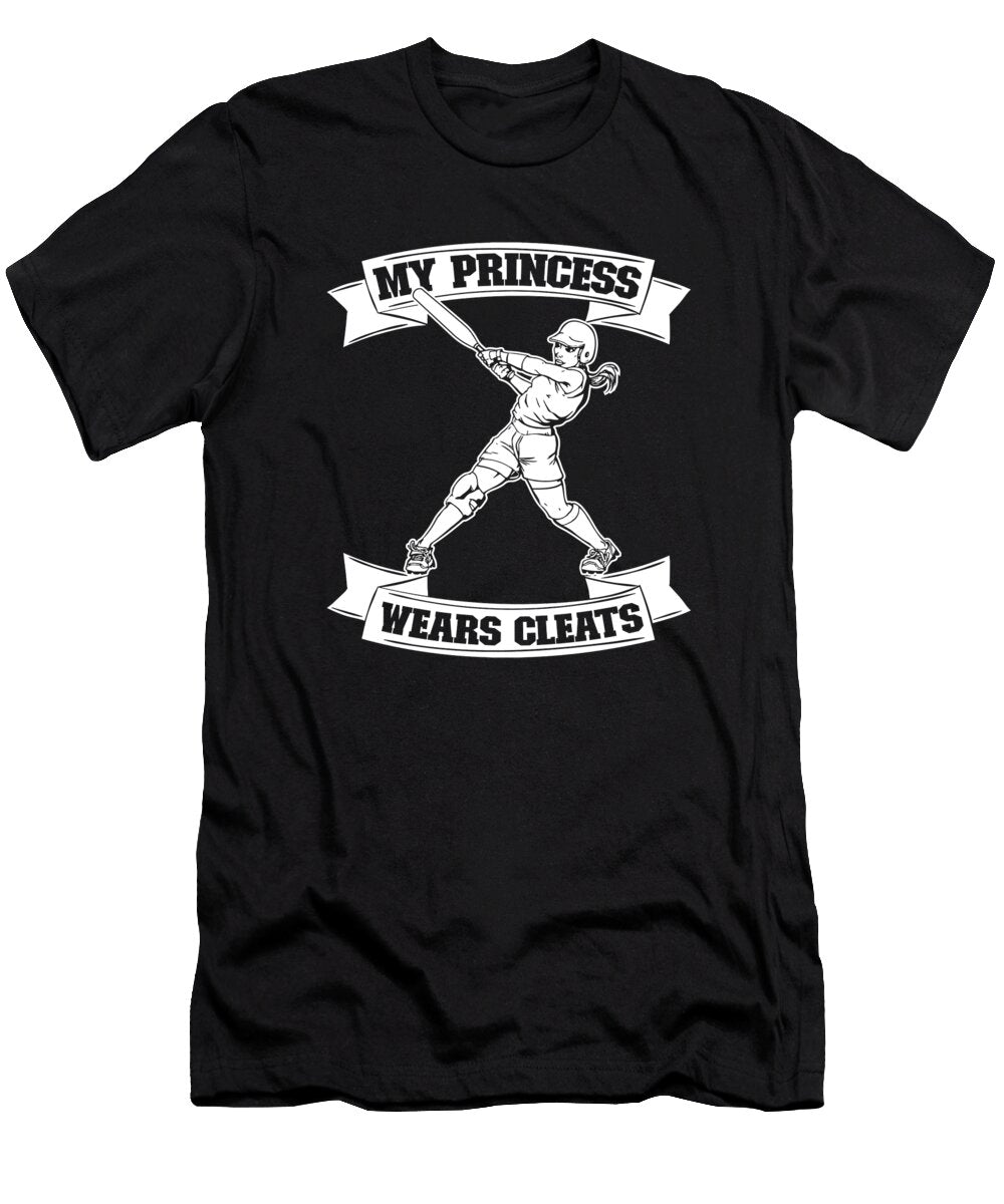 1 Softball Mom Catcher Pitcher My Princess Wears Cleats Crazy Squirrel T-Shirt