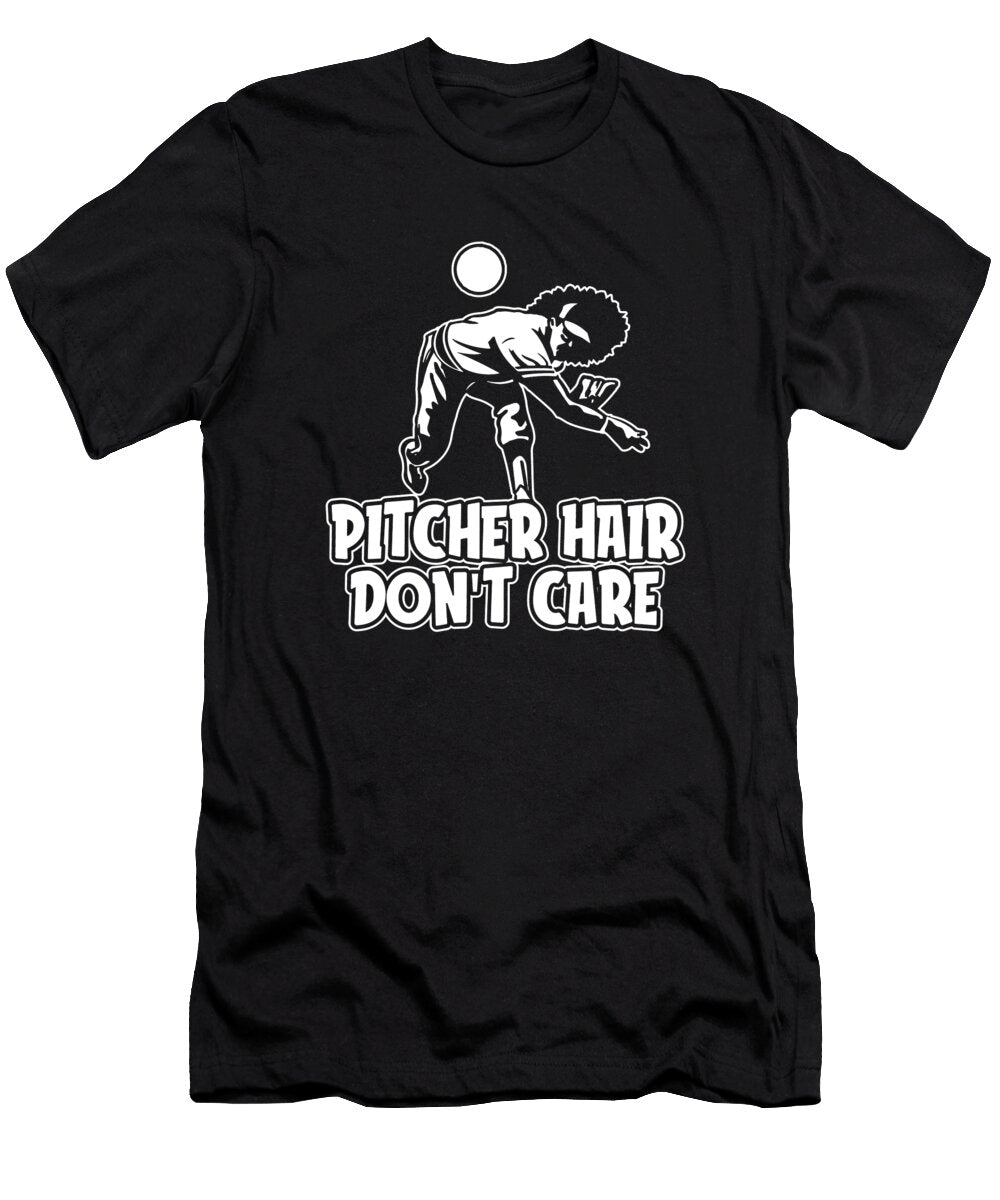 1 Softball Pitcher Catcher Batter Pitcher Hair Dont Care Crazy Squirrel T-Shirt