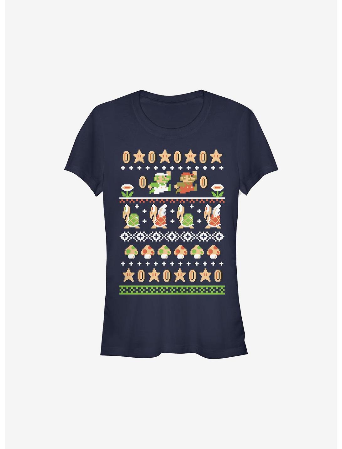 Super Mario Nordic Pattern Holiday Girls T-Shirt