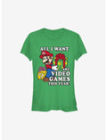 Super Mario All I Want Are Video Games Holiday Girls T-Shirt