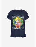 Super Mario Peach Wreath Holiday Girls T-Shirt