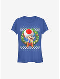 Super Mario Toad Wreath Holiday Girls T-Shirt