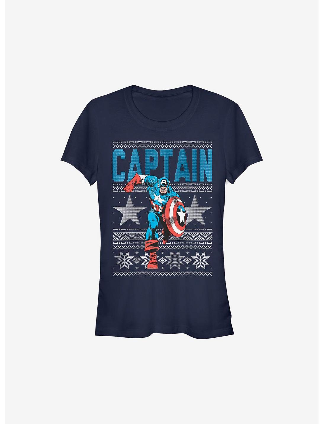 Marvel Captain America Ugly Christmas Sweater Girls T-Shirt