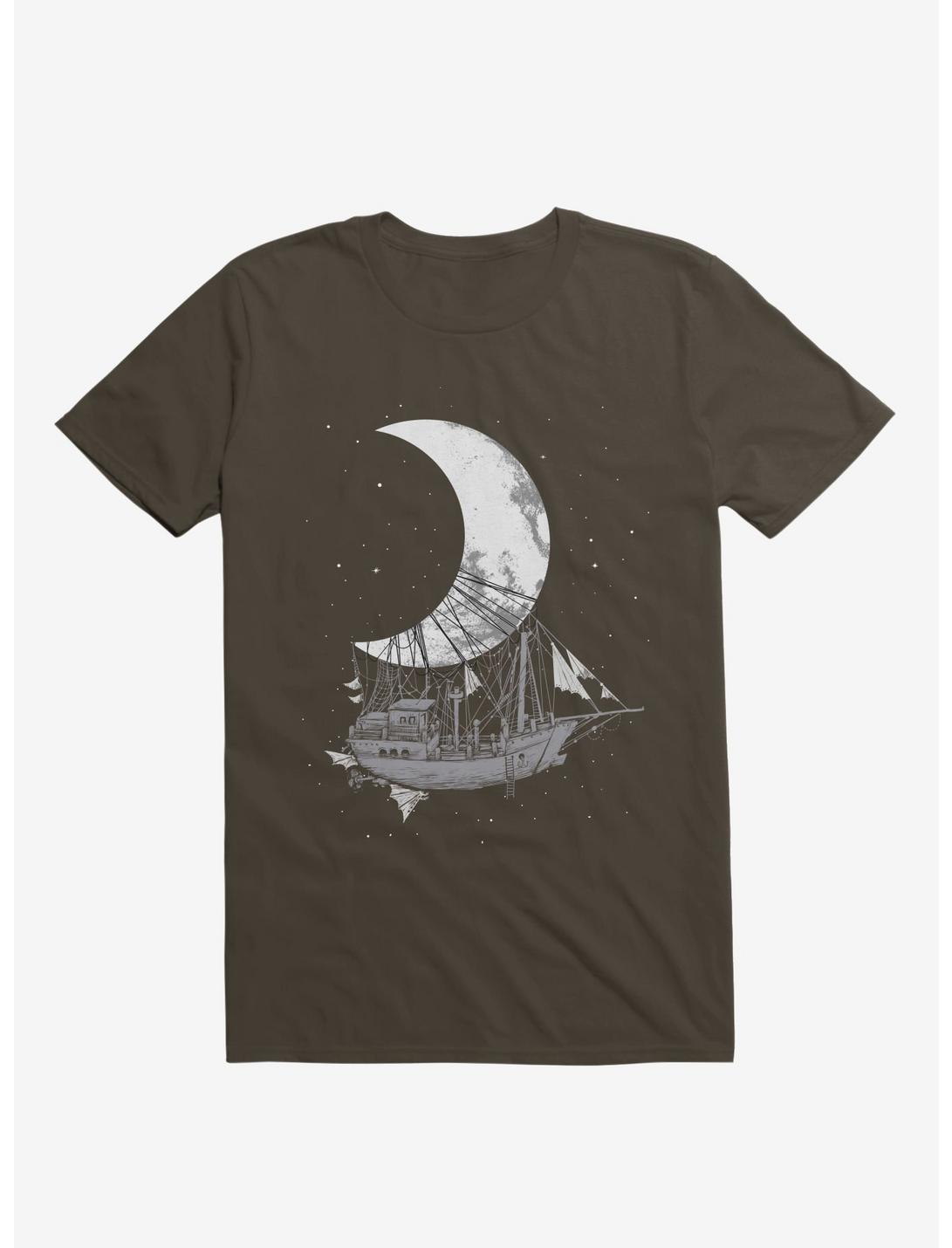 Ship Capturing Moon Brown T-Shirt