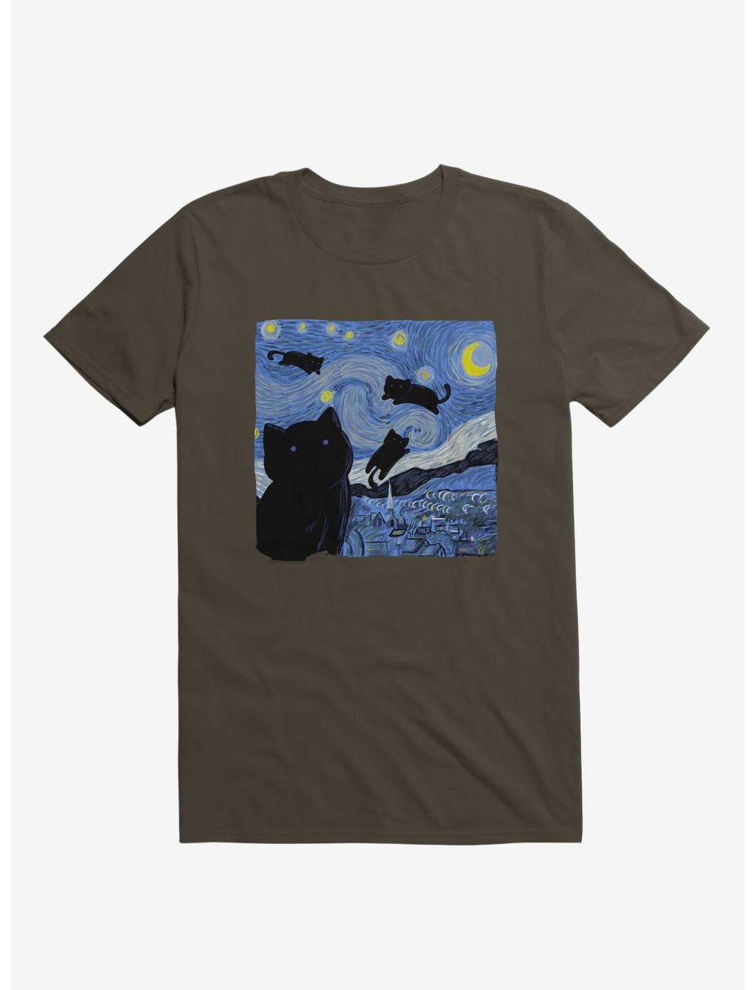 The Starry Cat Night Brown T-Shirt