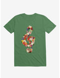 Flower Music Heart Kelly Green T-Shirt