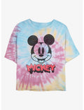 Disney Mickey Mouse Heads Up Tie Dye Crop Girls T-Shirt