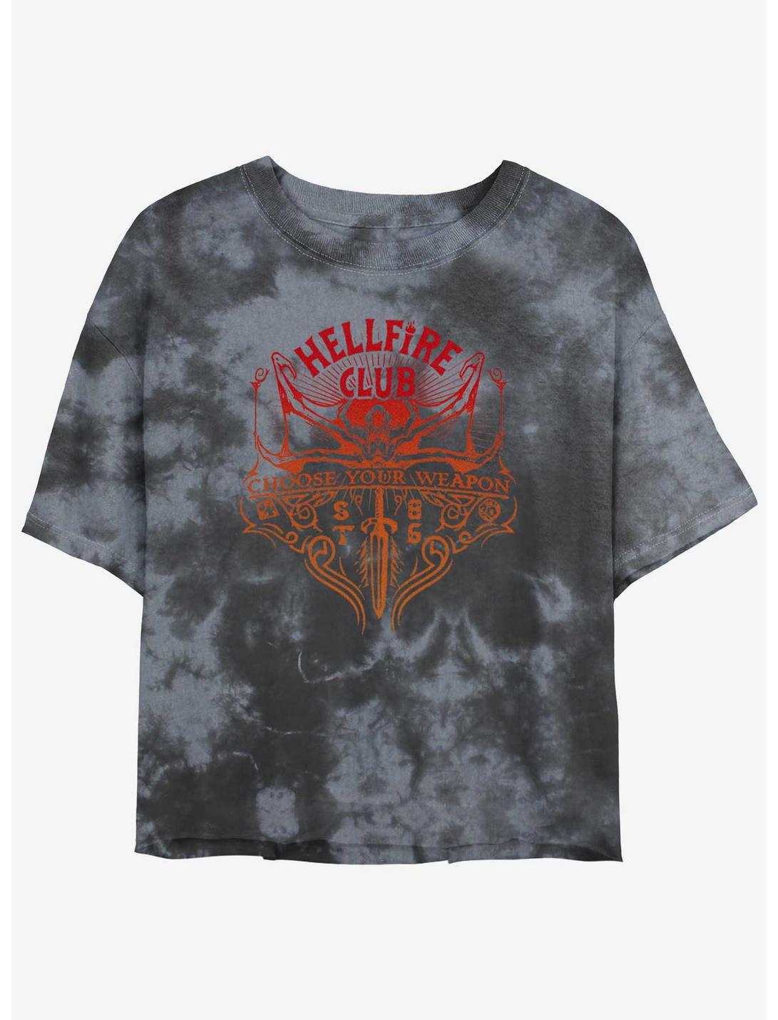 Stranger Things Hellfire Club Choose Your Weapon Mineral Wash Crop Girls T-Shirt