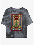 Stranger Things Stained Glass Mineral Wash Crop Girls T-Shirt