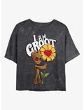 Marvel Guardians of the Galaxy Mine Groot Mineral Wash Crop Girls T-Shirt