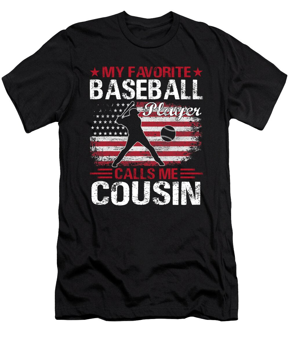 2 My Favorite Baseball Catcher Calls Me Cousin Baseball USA Flag Dhbubble T-Shirt