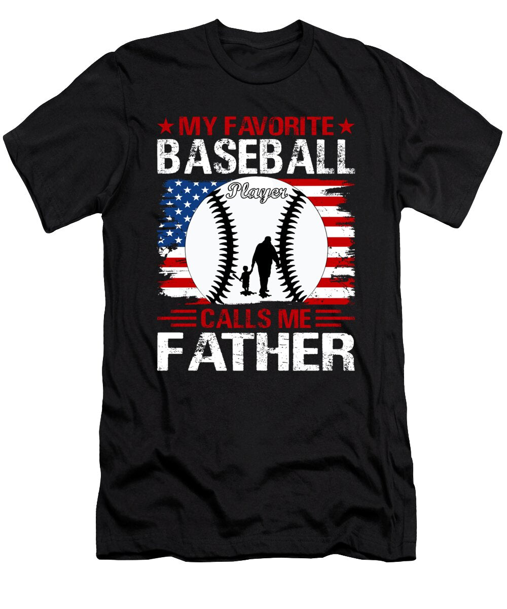 2 My Favorite Baseball Catcher Calls Me Father Baseball USA Flag Dhbubble T-Shirt