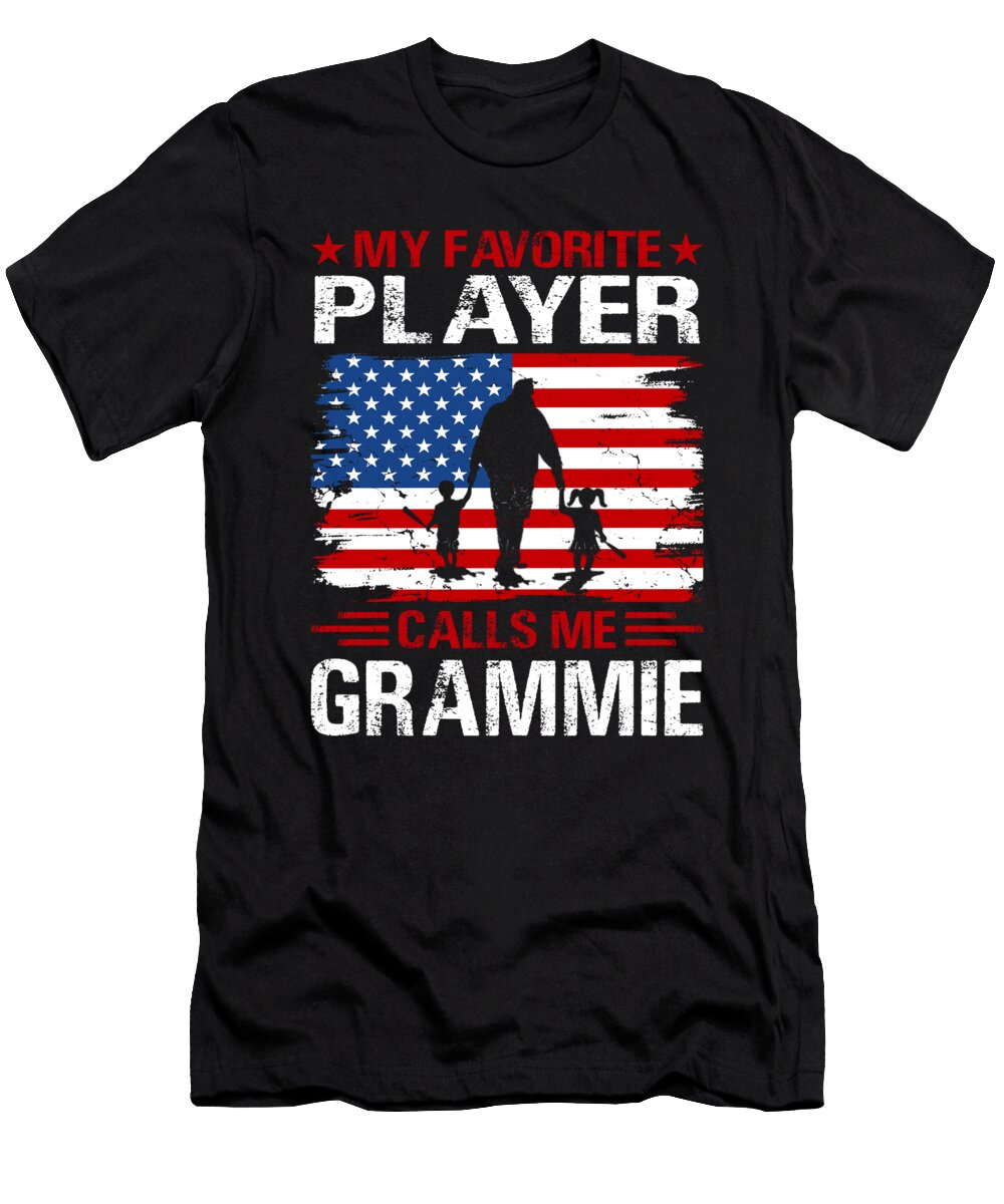 2 My Favorite Player Calls Me Grammie Baseball USA Flag Dhbubble T-Shirt