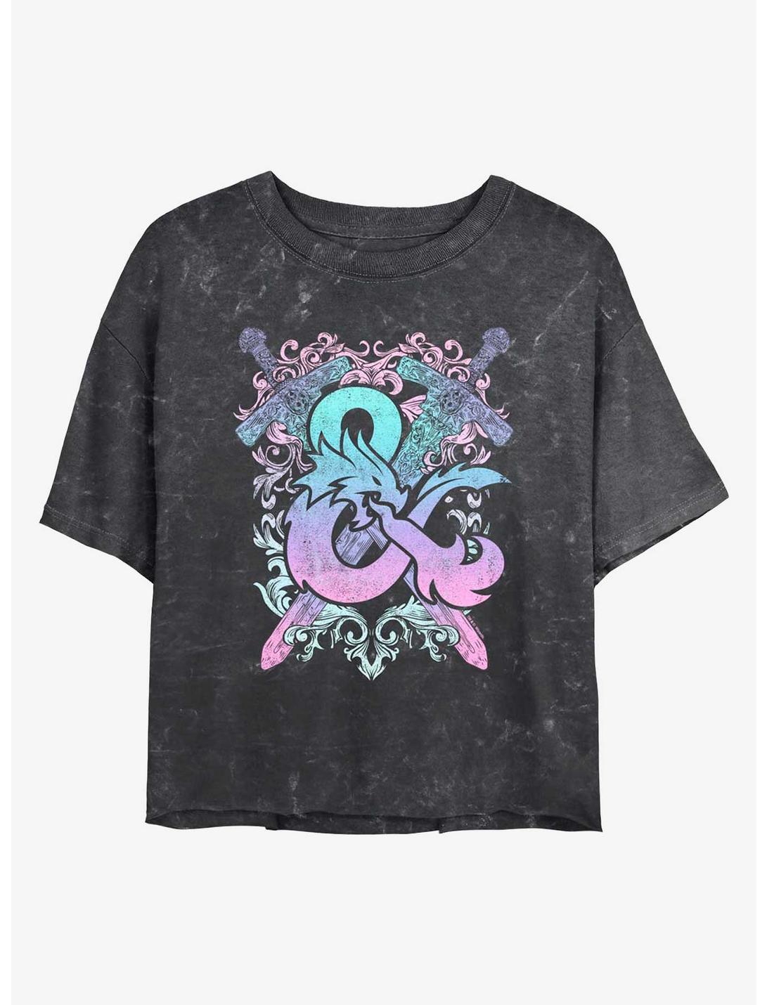 Dungeons & Dragons Pastel Logo Mineral Wash Girls Crop T-Shirt