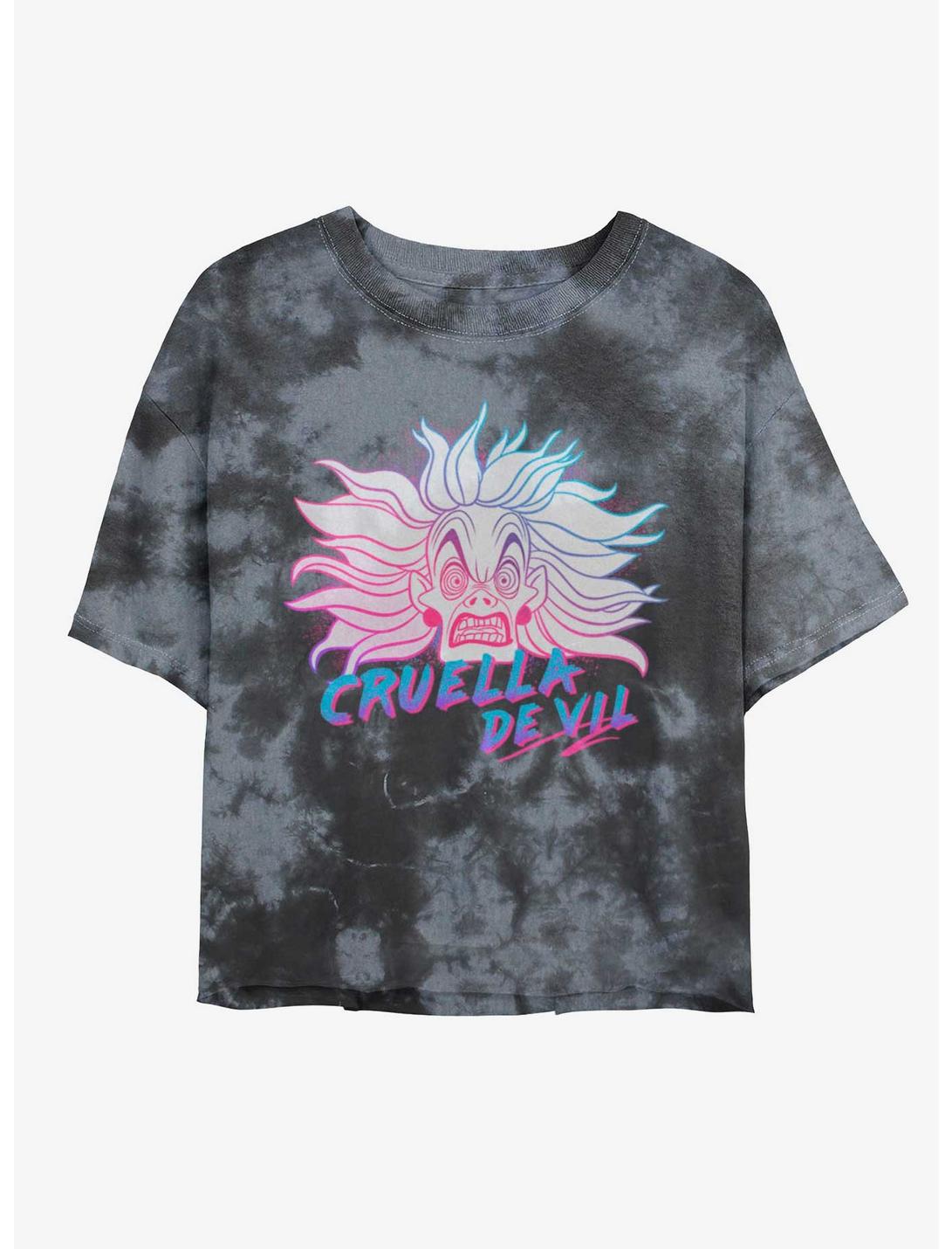 Disney Cruella Crazy Cruella Tie-Dye Girls Crop T-Shirt