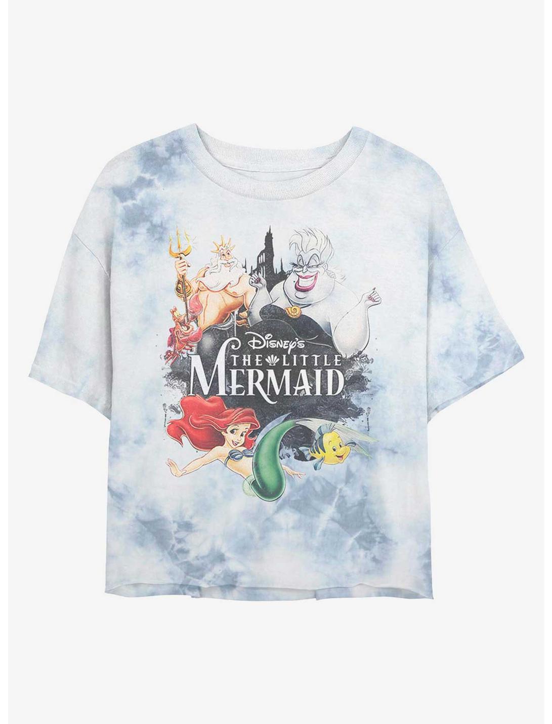 Disney The Little Mermaid Watercolor Poster Tie-Dye Girls Crop T-Shirt