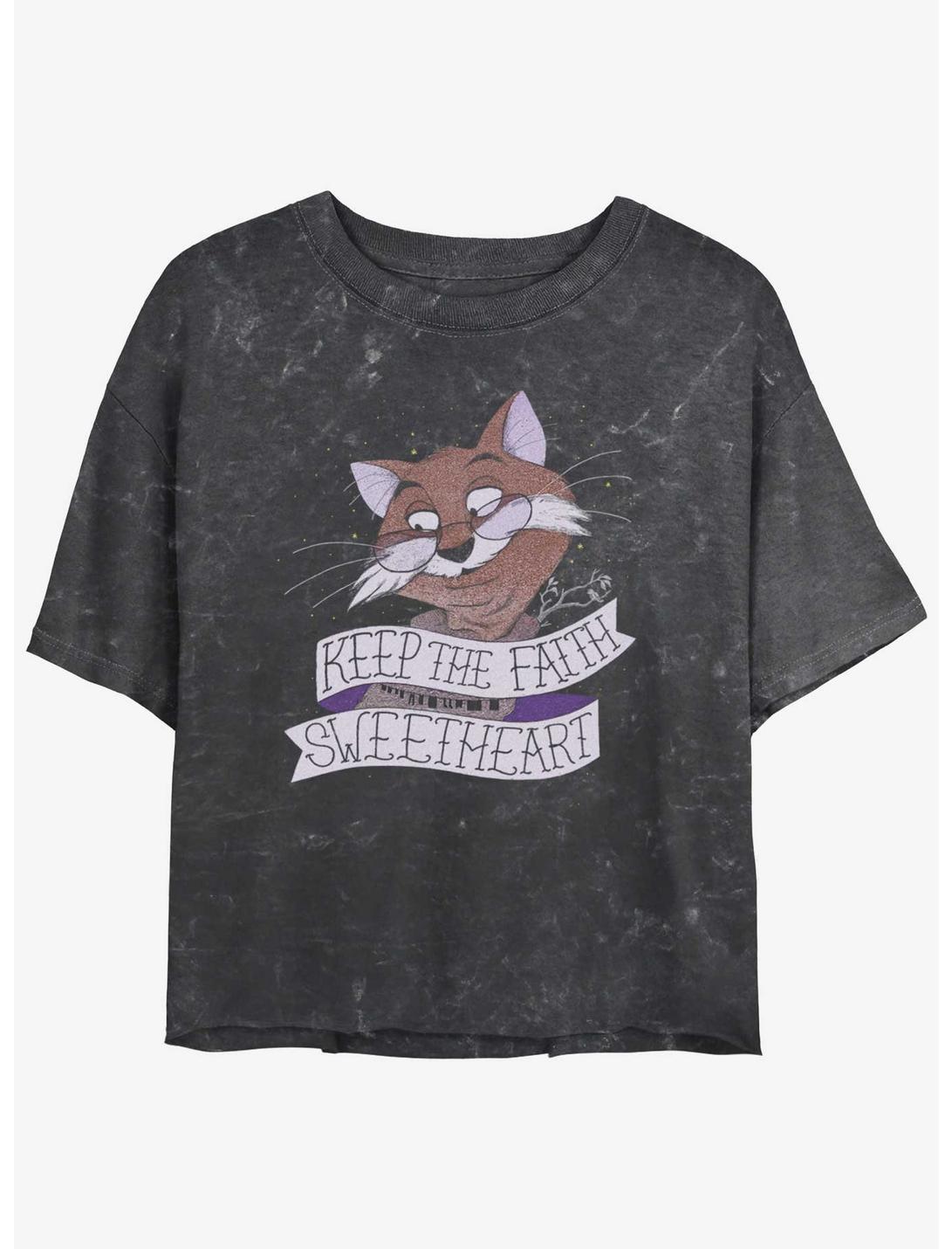 Disney The Rescuers Down Under Rufus The Cat Keep The Faith Sweetheart Mineral Wash Girls Crop T-Shirt