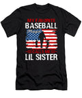 3 My Favorite Baseball Player Calls Me Lil Sister Baseball USA Flag Dhbubble T-Shirt