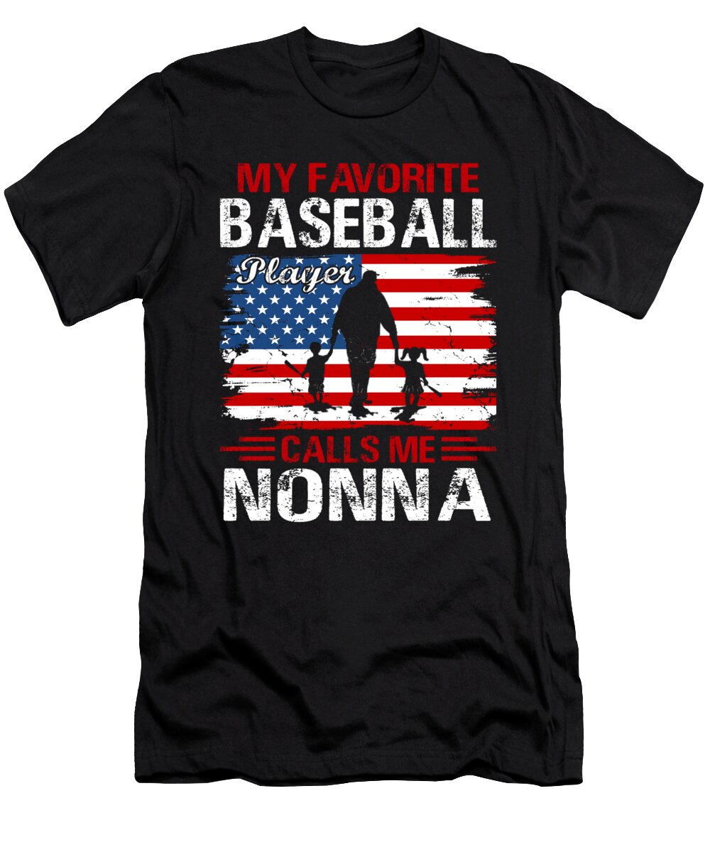 3 My Favorite Baseball Player Calls Me Nonna Baseball USA Flag Dhbubble T-Shirt