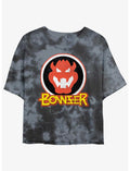 Nintendo Mario Bowser Badge Tie-Dye Girls Crop T-Shirt