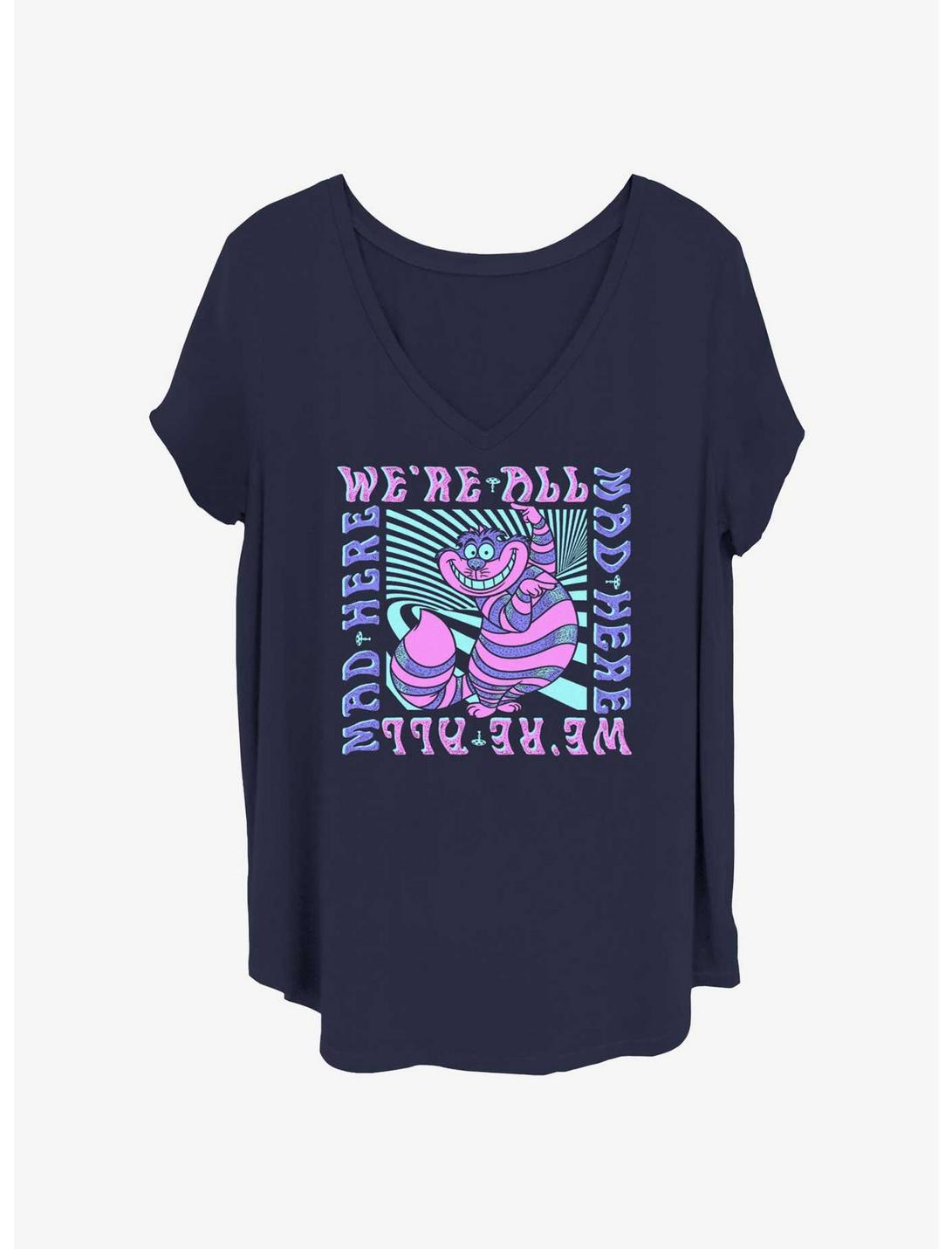 Disney Alice In Wonderland Cheshire We're All Mad Here Girls T-Shirt Plus Size