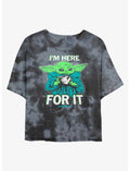 Star Wars The Mandalorian Grogu Tea I'm Here For It Tie-Dye Girls Crop T-Shirt