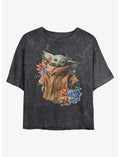 Star Wars The Mandalorian Grogu Flower Baby Mineral Wash Girls Crop T-Shirt