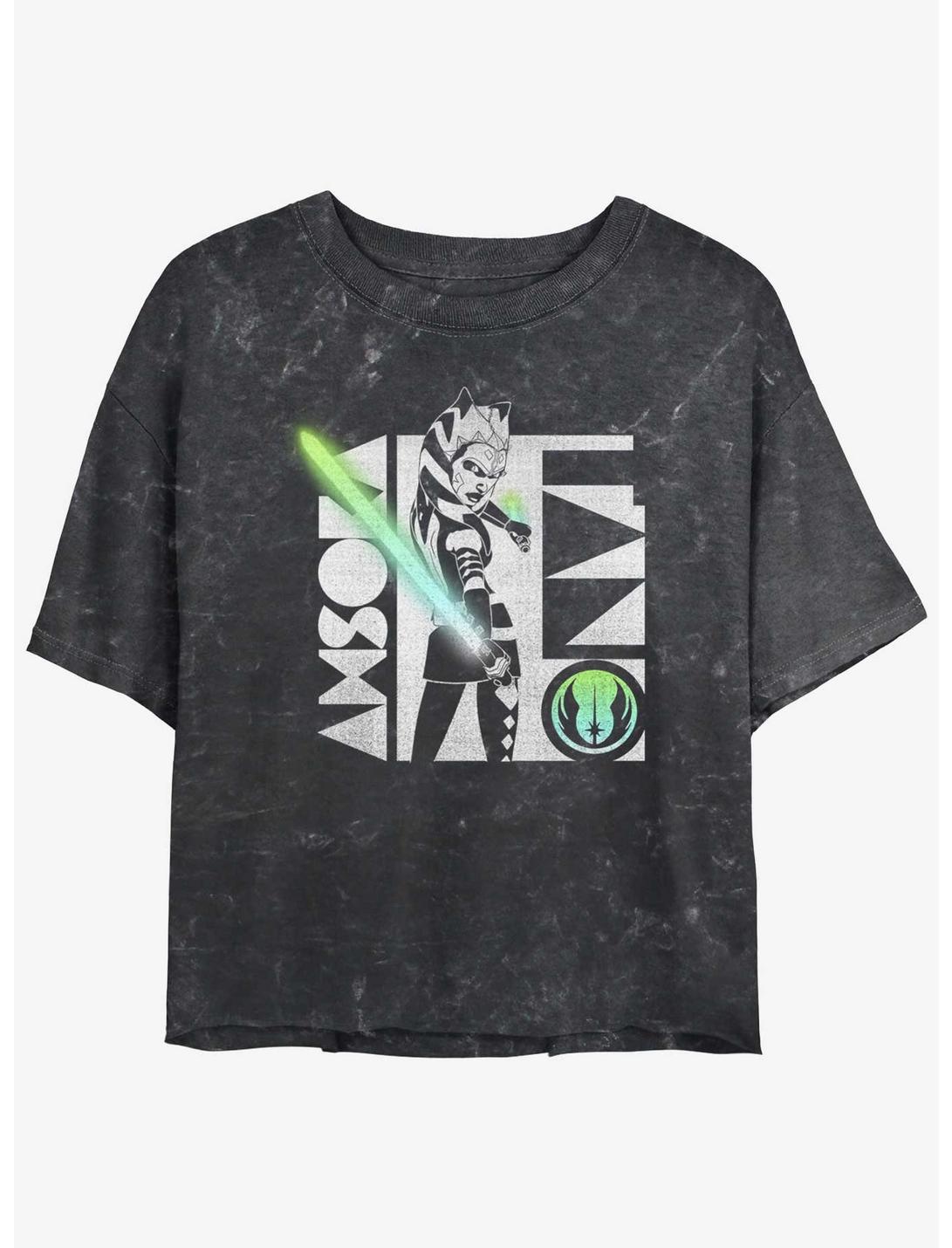 Star Wars: Clone Wars Ahsoka Light Saber Mineral Wash Girls Crop T-Shirt