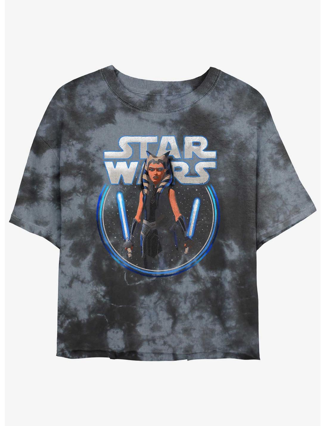Star Wars: Clone Wars Ahsoka Stars Tie-Dye Girls Crop T-Shirt