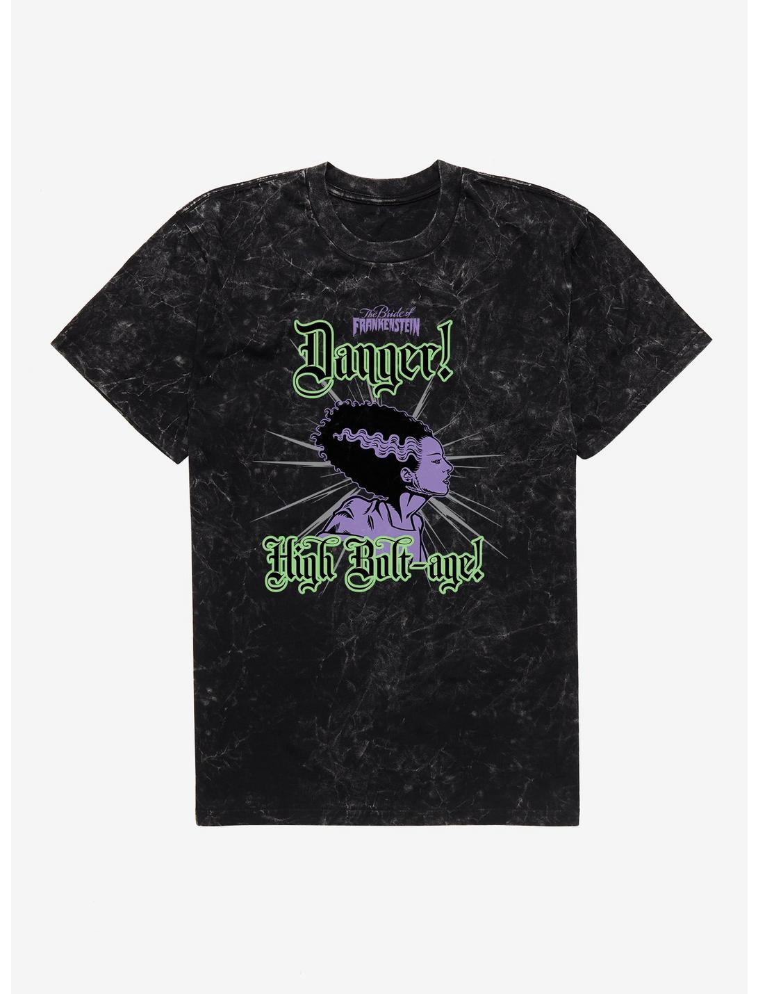 Bride Of Frankenstein Danger High Bolt-age Mineral Wash T-Shirt