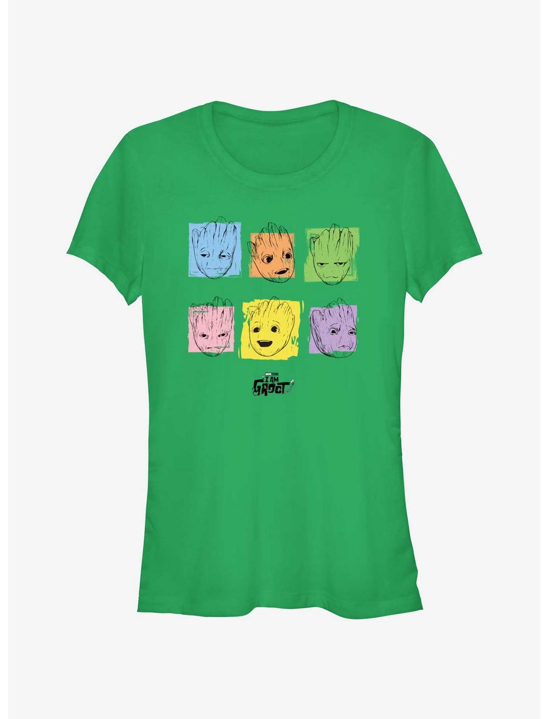 Marvel Guardians Of The Galaxy I Am Groot Colors Faces Girls T-Shirt