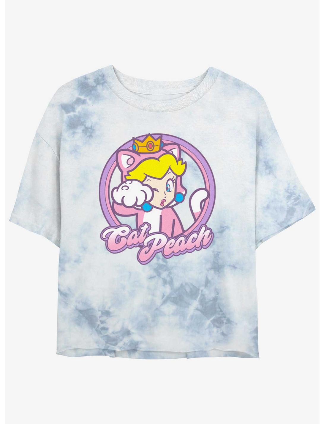Mario Cat Princess Peach Girls Tie-Dye Crop T-Shirt