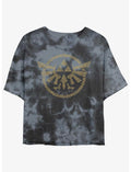 Zelda Hyrule Crest Girls Tie-Dye Crop T-Shirt