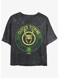Marvel Loki Clock's Ticking Girls Mineral Wash Crop T-Shirt
