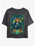 Marvel Loki President Loki Glass Portrait Girls Mineral Wash Crop T-Shirt