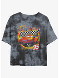 Disney Pixar Cars Lightning McQueen Vintage Girls Tie-Dye Crop T-Shirt