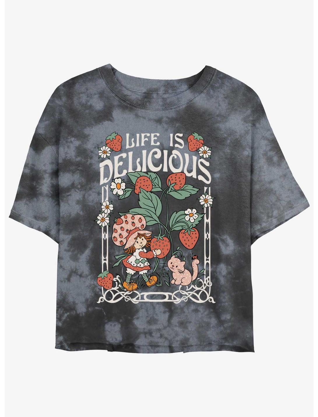 Strawberry Shortcake & Custard Life Is Delicious Girls Tie-Dye Crop T-Shirt