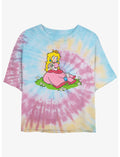 Nintendo Peach And A Butterfly Girls Tie-Dye Crop T-Shirt