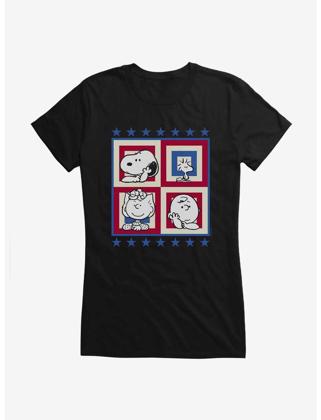Peanuts Group Patriotic Squares Girls T-Shirt