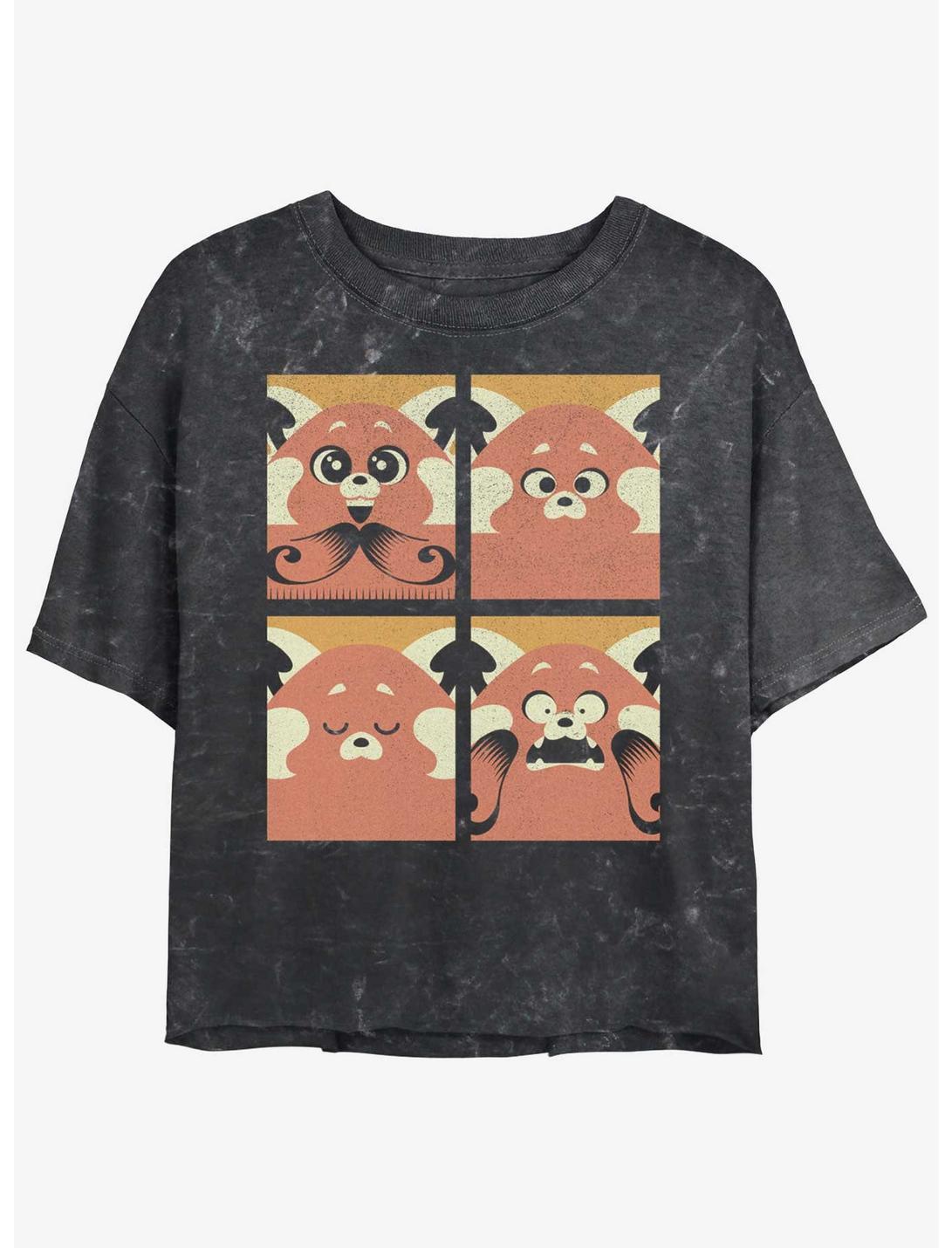 Disney Pixar Turning Red Meilin Panda Grid Girls Mineral Wash Crop T-Shirt